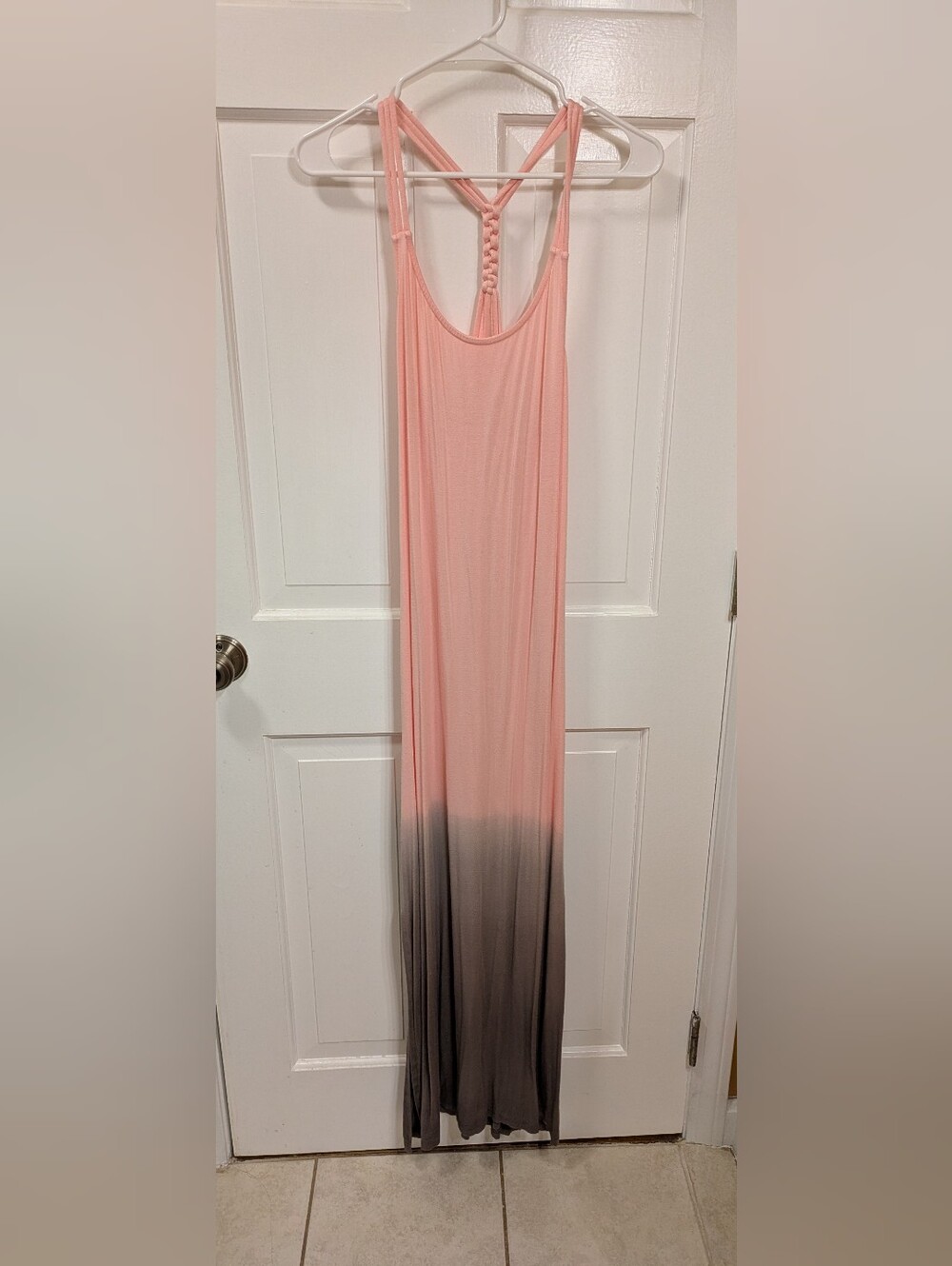 Racerback Ombre Maxi Dress - Pink and Gray